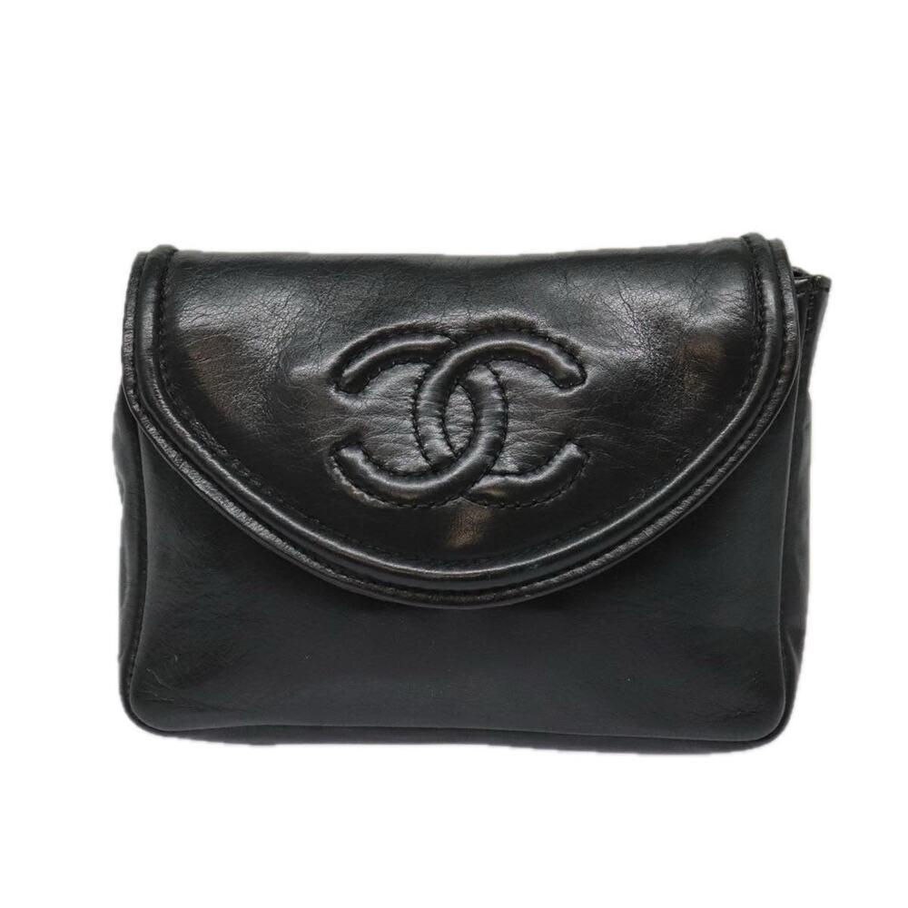 Chanel Lambskin Chain Waist Bag Black Belt